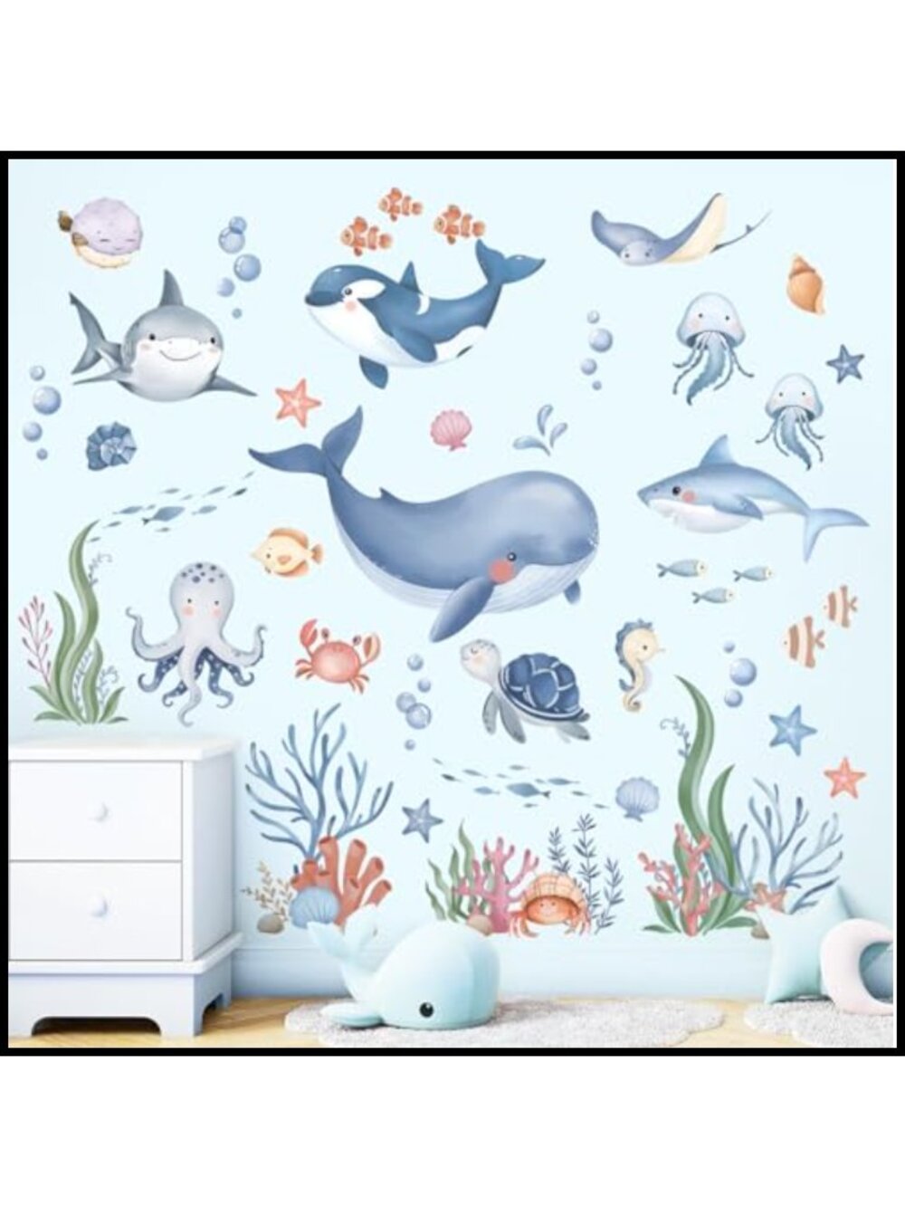 Under The Sea Wall Stickers Ocean Fish Whale Peel and Stick Decals